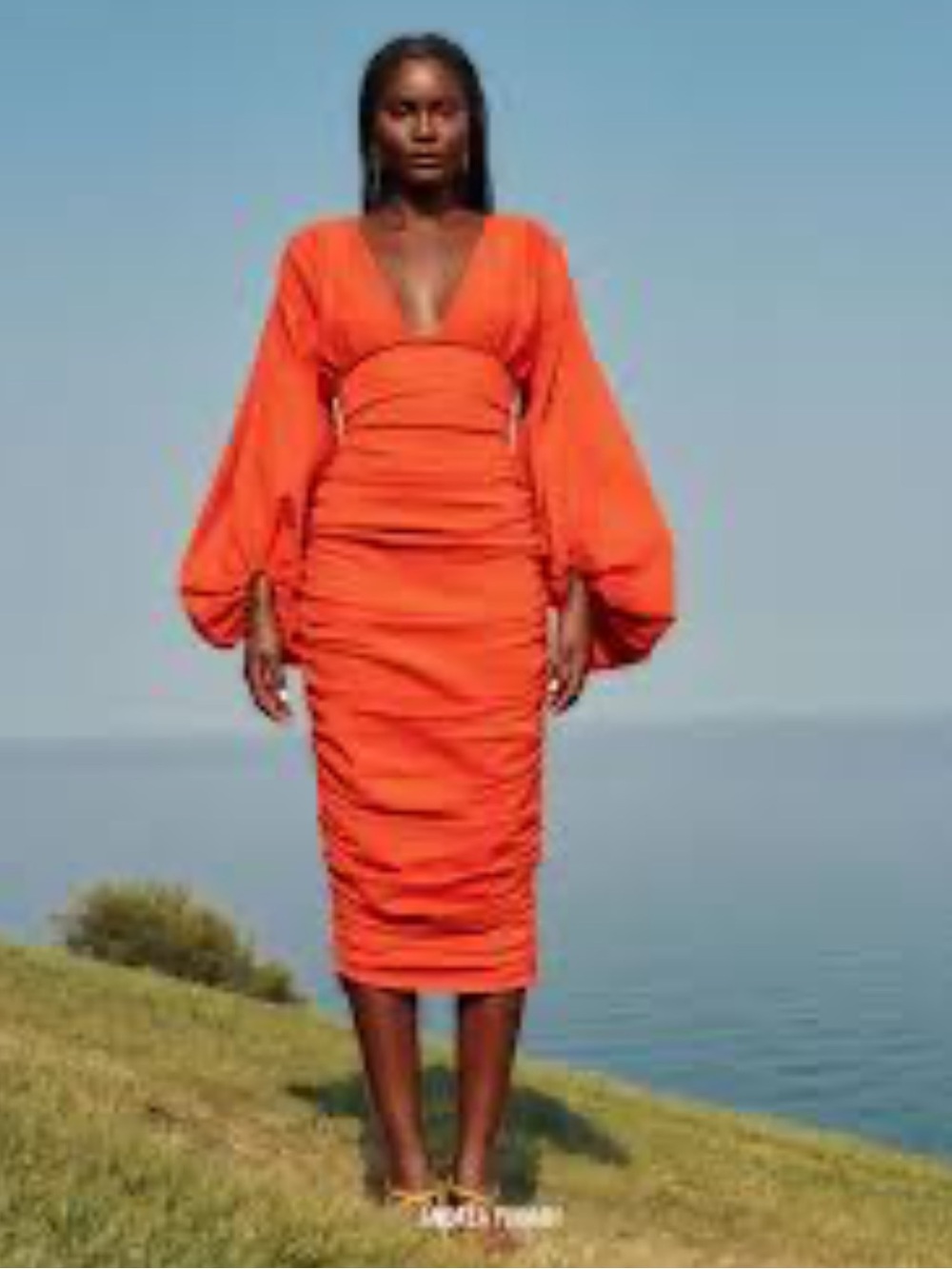 ANDREA IYAMAH Long Sleeve V-Neck Ruched Dress, can fit small-medium - Picture 14 of 16